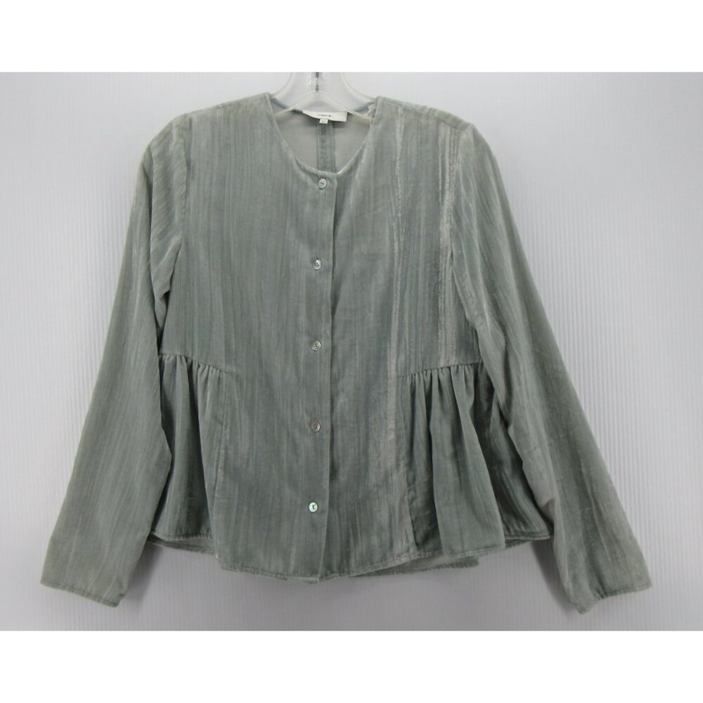 Vince Top XS Velvet Ruched Paneled Blouse Button Up $295 NWT *